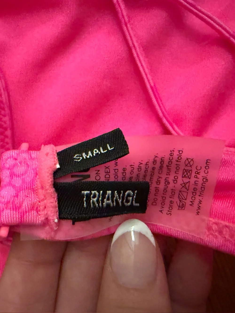 triangl swimwear Neon Pink Bikini Top with Logo Clasp